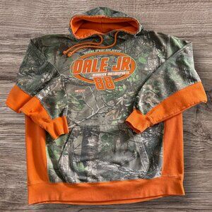 Rare Nascar Dale Earnhardt Jr Realtree Racing Camo & Orange Pullover Hoodie